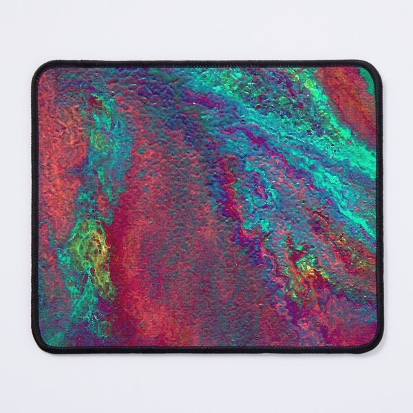 Artikelvorschau, Tiefes Rot mit hellgrüner bunter abstrakter Acrylmalerei, Poseidon Glow entworfen und verkauft von AliCatOriginals.