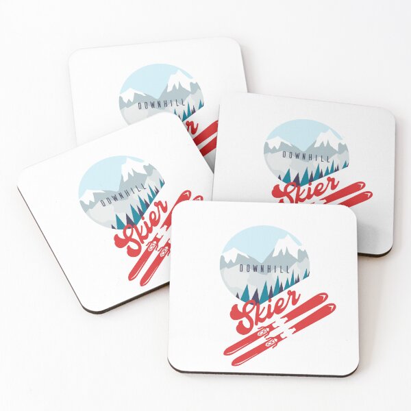 Item preview, Downhill Skier With Mountains in Retro Style designed and sold by SharksOnShore.