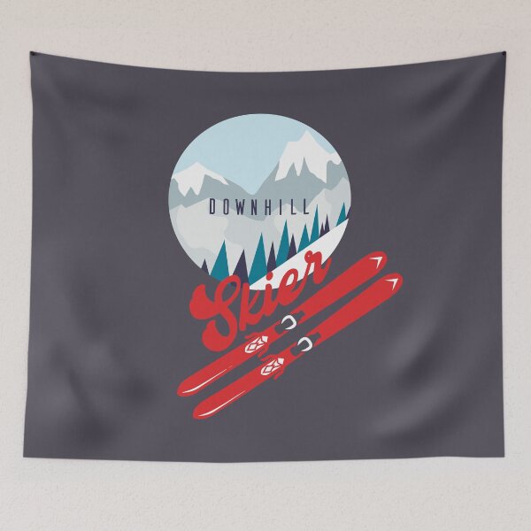 Item preview, Downhill Skier With Mountains in Retro Style designed and sold by SharksOnShore.