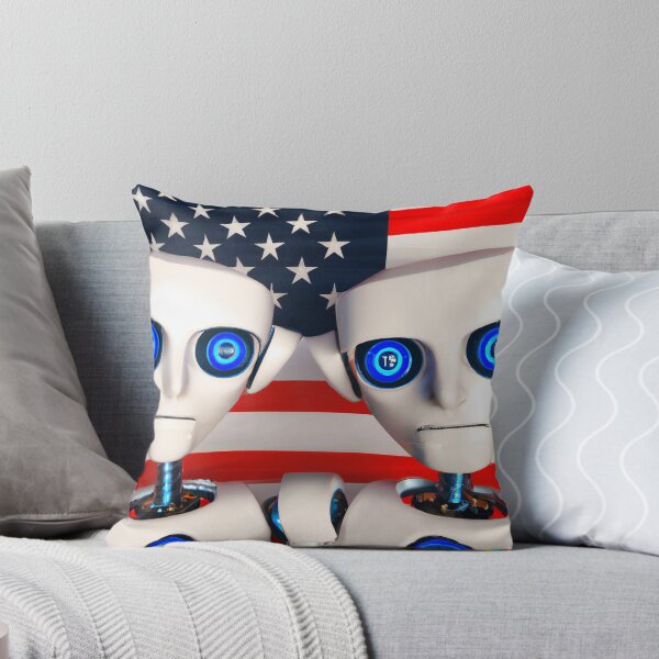 Item preview, DALL·E 2022-07-23 14.33.46 - White Cyborgs with laser eyes and American Flag-Enhanced-1.JPG designed and sold by Nate Ober.