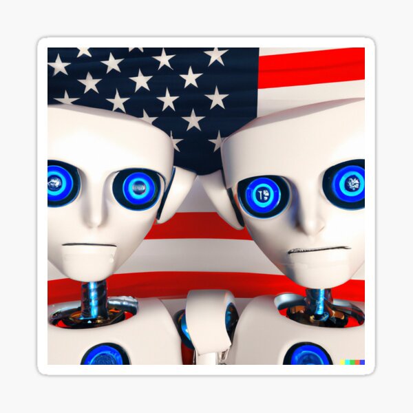Item preview, DALL·E 2022-07-23 14.33.46 - Weiße Cyborgs mit Laseraugen und amerikanischer Flagge-Enhanced-1.JPG designed and sold by Nate Ober.