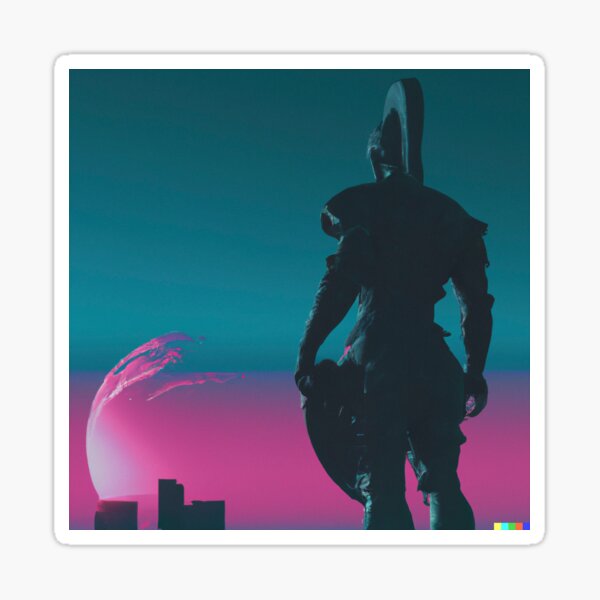 Item preview, DALL·E 2022-08-11 17.45.38 - Spartanische Marmorstatue vor Synthwave-Skyline-Sonnenuntergang bei Vollmond mit digitalem Glitchjpg-Enhanced-1. designed and sold by Nate Ober.