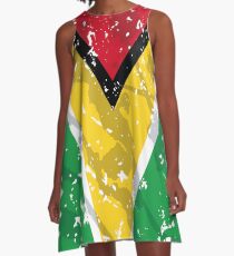 Guyana grunge vintage flag A-Line Dress