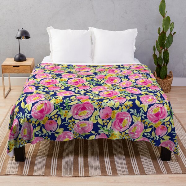 Item preview, Watercolor Peonies Pattern - Navy & Pink designed and sold by Lupita Blu.