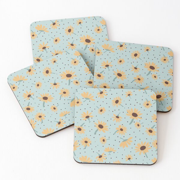 Item preview, Mint Blue & Yellow Stem Daisy Print designed and sold by StudioPosies.