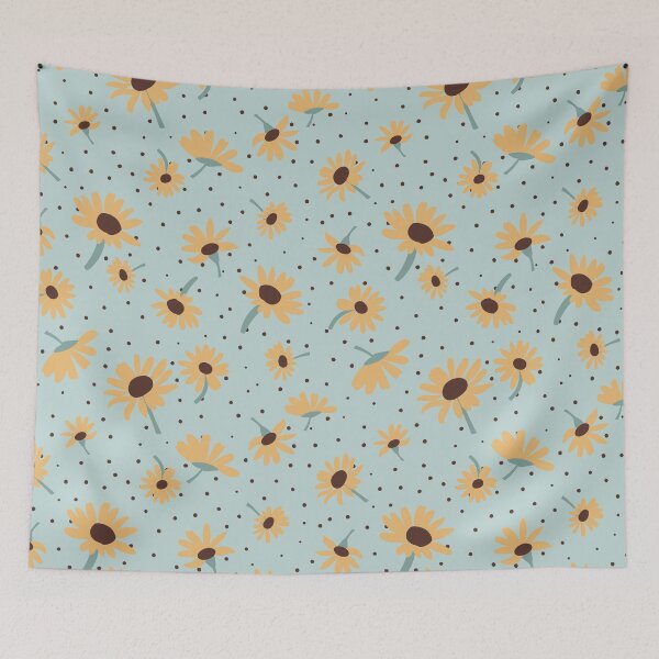 Item preview, Mint Blue & Yellow Stem Daisy Print designed and sold by StudioPosies.