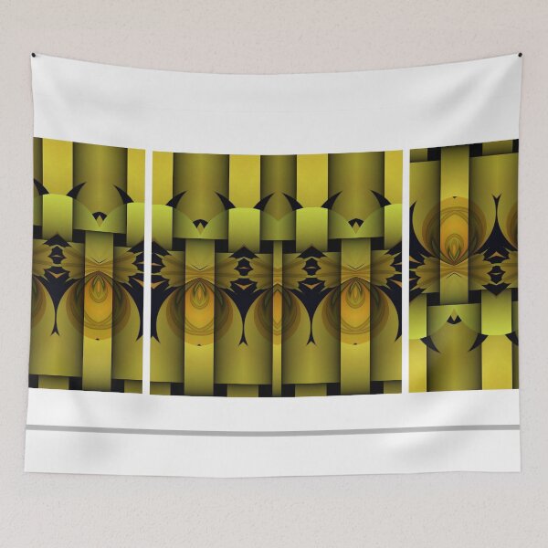Item preview, Yellow Abstract Triptych  designed and sold by CurvilinearArt.