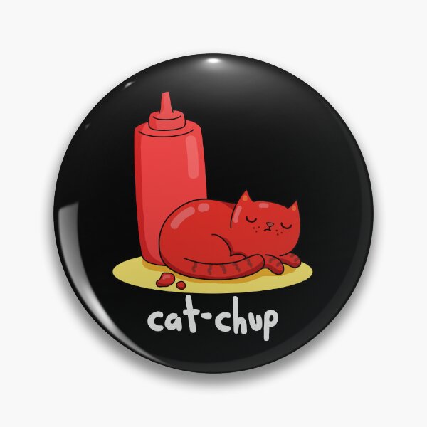 Item preview, Cat-chup Funny Cat Ketchup Puns (Dark BG) designed and sold by punnybone.