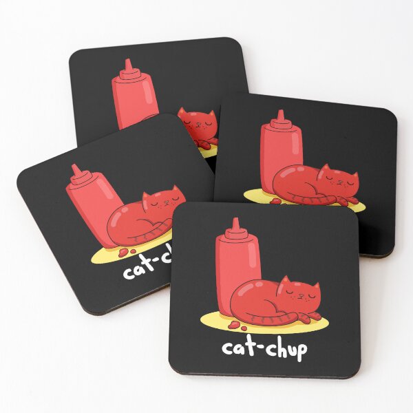 Item preview, Cat-chup Funny Cat Ketchup Puns (Dark BG) designed and sold by punnybone.
