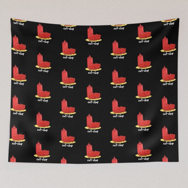 Item preview, Cat-chup Funny Cat Ketchup Puns (Dark BG) designed and sold by punnybone.