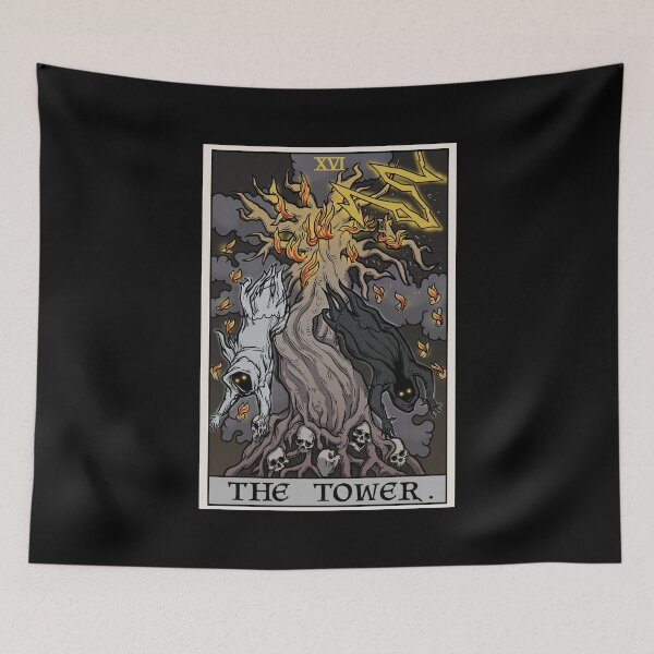 Item preview, The Tower Tarot Card Terror Tarot Edition Spooky Halloween Ghosts & Twisted Tree designed and sold by TheGhoulishGarb.