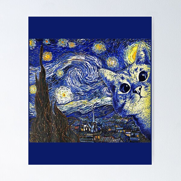 Item preview, Starry Night Cat Van Gogh Cat Cat Lover Cat Mom designed and sold by BigSize.