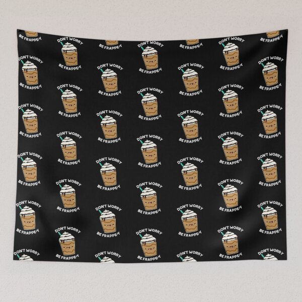 Item preview, Don't Worry Be Frappey Funny Frappuccino Puns (Dark BG) designed and sold by punnybone.