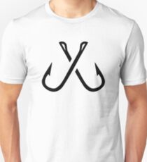 Crossed fishing hooks Unisex T-Shirt