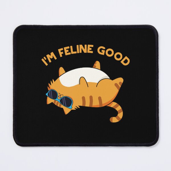 Item preview, I'm Feline Good Funny Fat Cat Puns (Dark BG) designed and sold by punnybone.