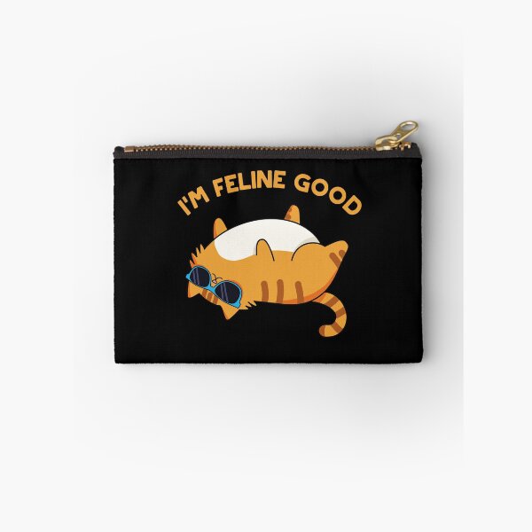 Item preview, I'm Feline Good Funny Fat Cat Puns (Dark BG) designed and sold by punnybone.