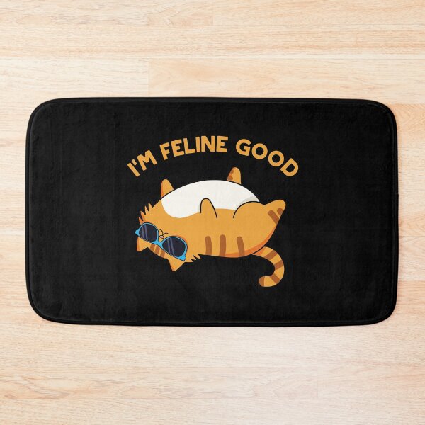 Item preview, I'm Feline Good Funny Fat Cat Puns (Dark BG) designed and sold by punnybone.