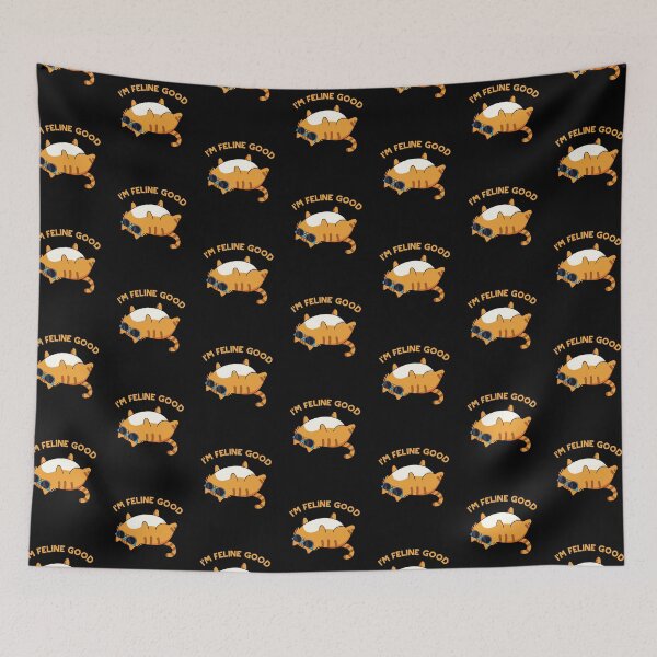 Item preview, I'm Feline Good Funny Fat Cat Puns (Dark BG) designed and sold by punnybone.
