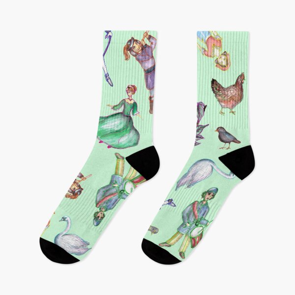 Item preview, On the Twelfth Day of Christmas Pattern Green designed and sold by ECMazurDesign.