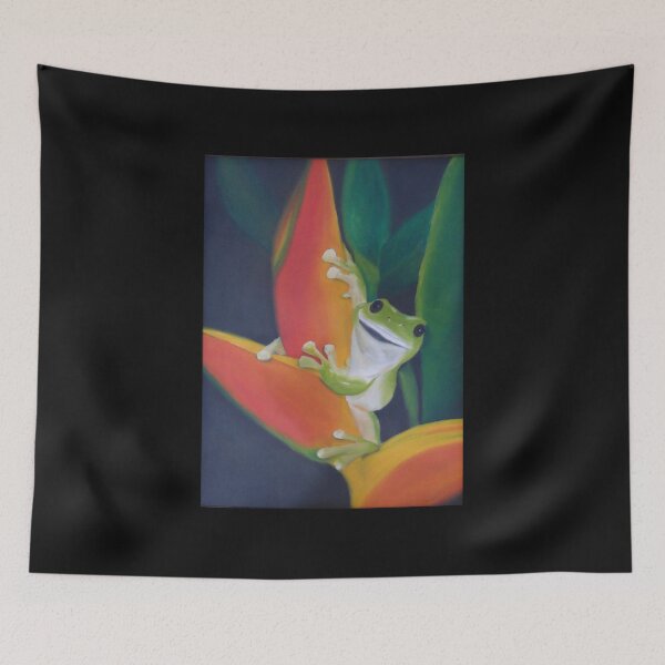 Item preview, Australian Green Tree Frog in Bird of Paradise designed and sold by jacquihmyart.