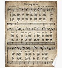 Amazing Grace Vintage Hymn Poster