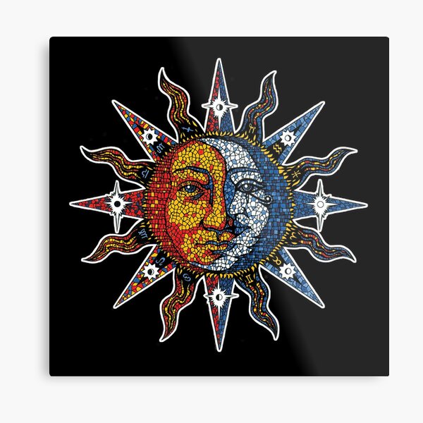 Celestial Mosaic Sun/Moon Metal Print