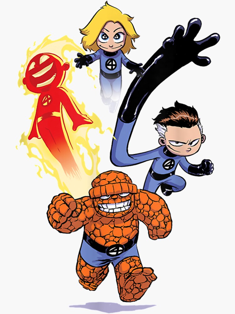 "Fantastic Four Cute Young Group Art" Sticker for Sale by