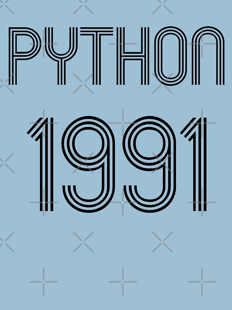 Python 1991 Year of 1st Release - Black Text Programmer Design by geeksta