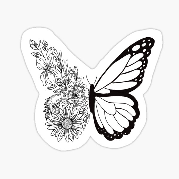 "Half flower butterfly" Sticker for Sale by laurensivak Redbubble