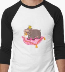 Playful Baby Hippo Men's Baseball ¾ T-Shirt