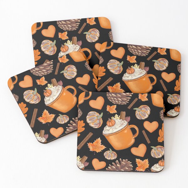Item preview, Pumpkin spice fall leaves pattern - cozy vibes designed and sold by EvergreenWhimsy.
