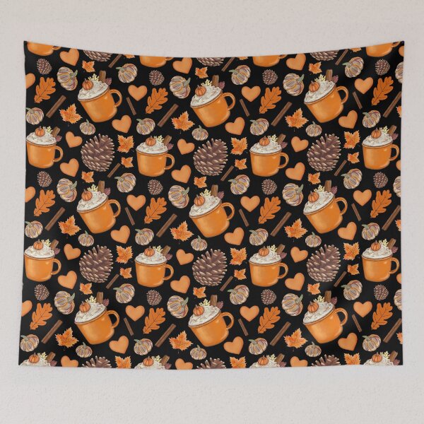 Item preview, Pumpkin spice fall leaves pattern - cozy vibes designed and sold by EvergreenWhimsy.