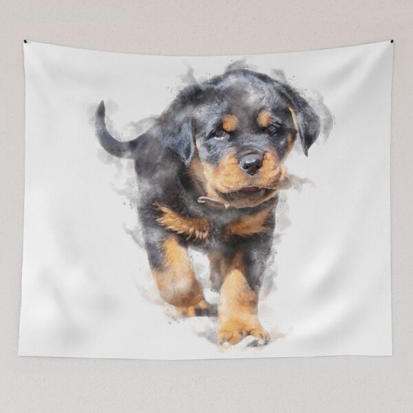 Item preview, Rottweiler Puppy Watercolour Artwork designed and sold by Typeglyphs.