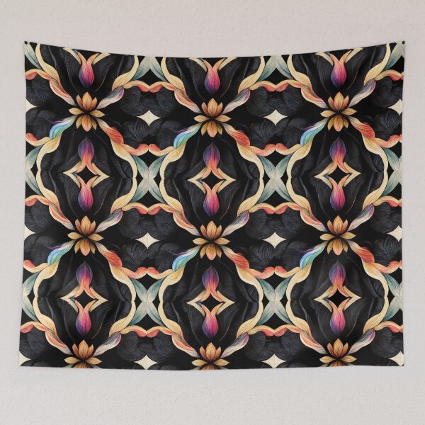 Item preview, Black Rainbow Wild Floral Seamless Textile Pattern designed and sold by Alladin7.