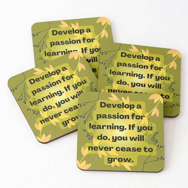 Item preview, Develop a passion for learning. If you do, you will never cease to grow., yellow green, quotes, learning, inspiring, nature, leaves designed and sold by Ellecher23.