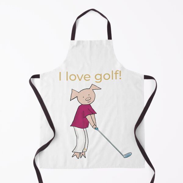 Item preview, I love golf! Left handed pig golf player, white, gold, golfer designed and sold by PiggingJapan.
