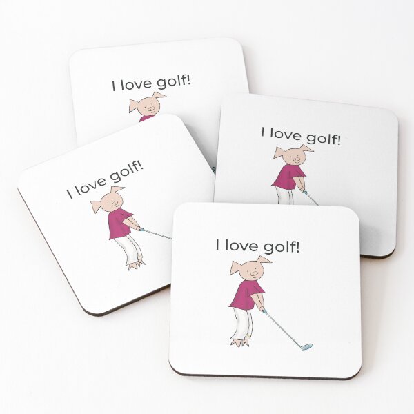 Item preview, I love golf! Left handed pig golf player, white, golfer designed and sold by PiggingJapan.
