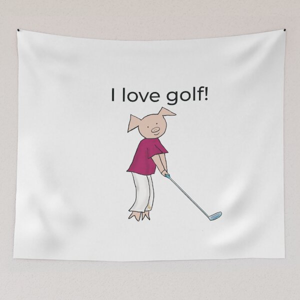 Item preview, I love golf! Left handed pig golf player, white, golfer designed and sold by PiggingJapan.