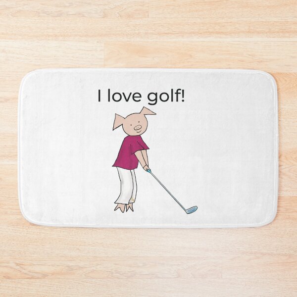 Item preview, I love golf! Left handed pig golf player, white, golfer designed and sold by PiggingJapan.
