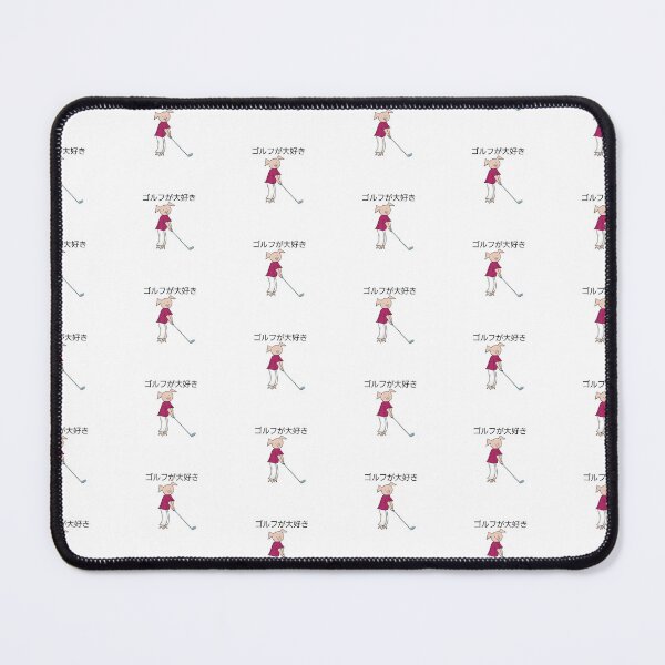 Item preview, I love golf! Left handed pig golf player, Japanese writing, white, golfer designed and sold by PiggingJapan.