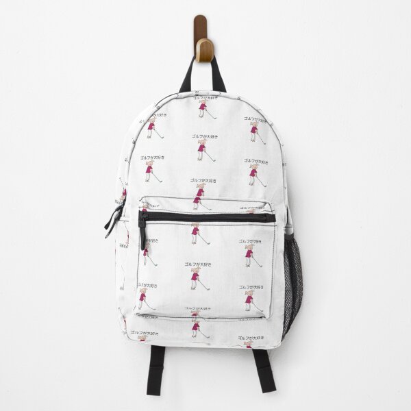 Item preview, I love golf! Left handed pig golf player, Japanese writing, white, golfer designed and sold by PiggingJapan.