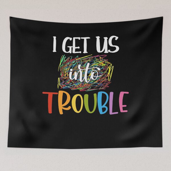 Item preview, I get us into trouble vintage colorful humor quote retro  designed and sold by elizabethdawnn.
