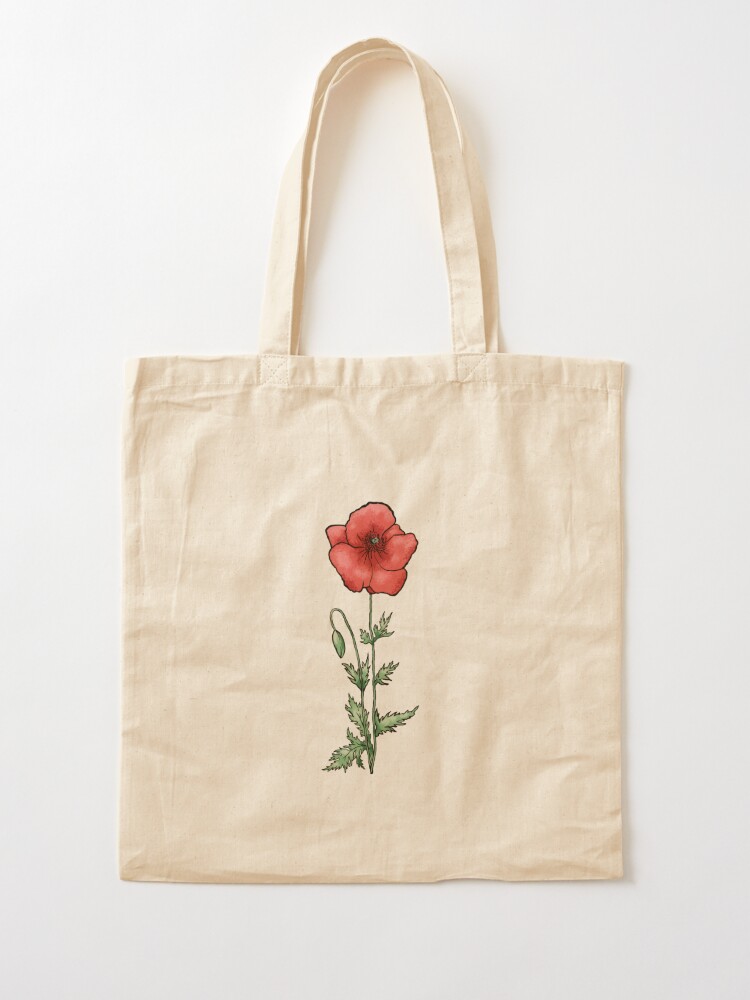 August Birth Flower Canvas Tote Bag; Poppies Tote Bag – Keenie Designs