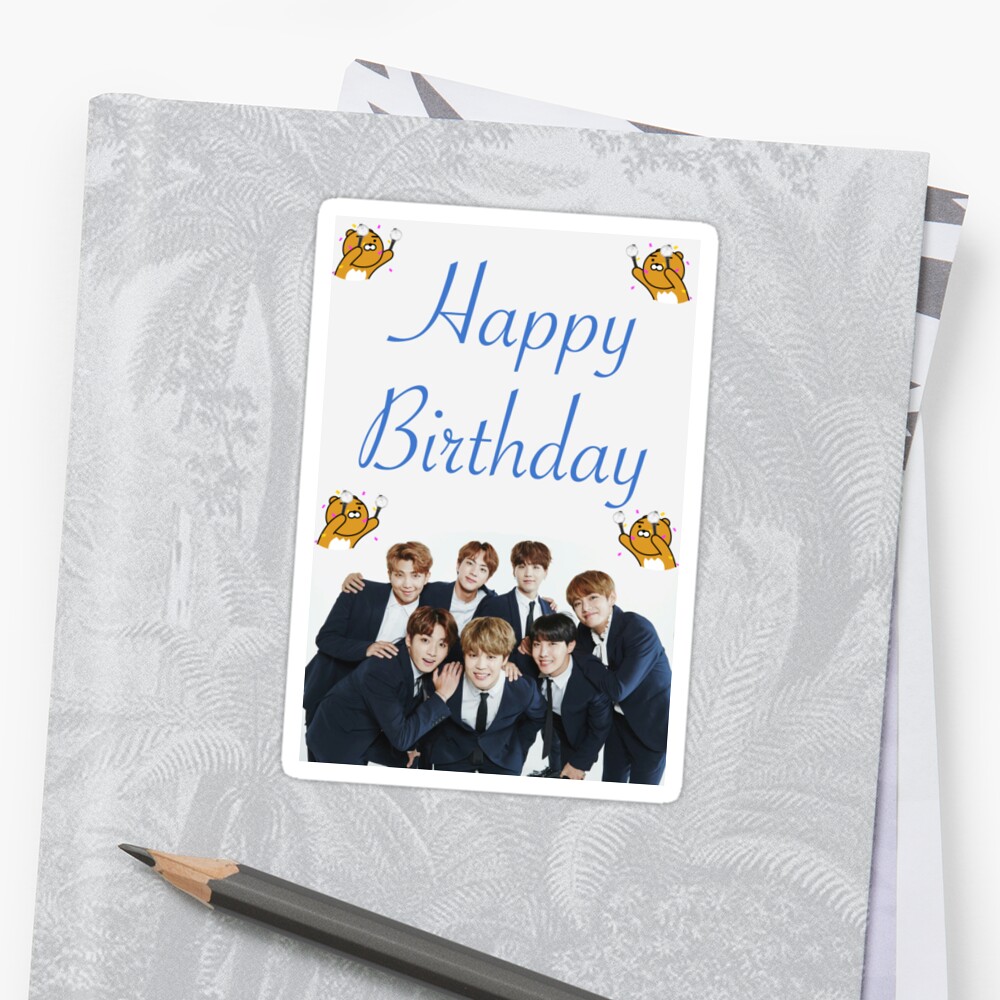 bts birthday card sticker by baekgie29 redbubble