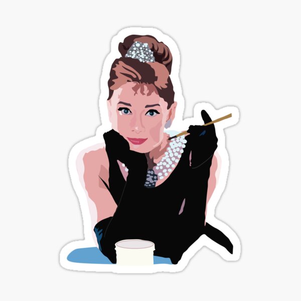 Pegatina/sticker/autocollant/Black&White/ GLOSSY Audrey Hepburn 