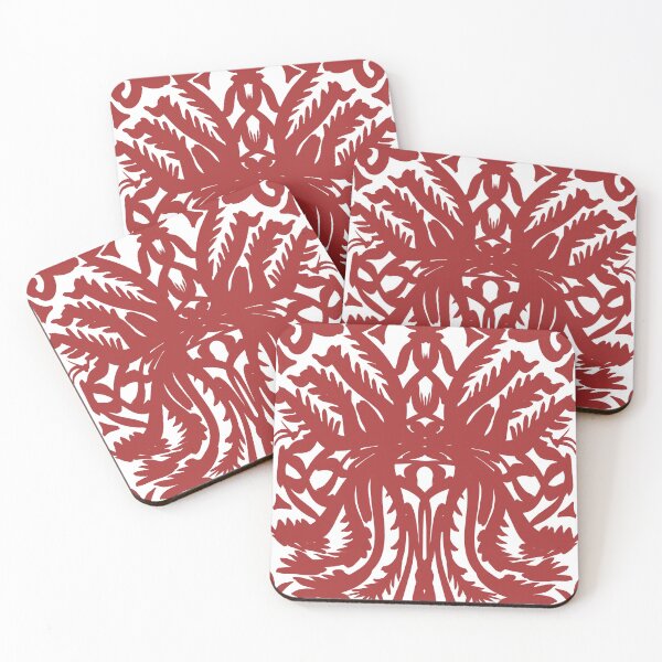 Item preview, Dragon Eyes Bold Red White Spiky Vine Thistle Tattoo Style Pattern Symmetry  designed and sold by ArticLotusShop.