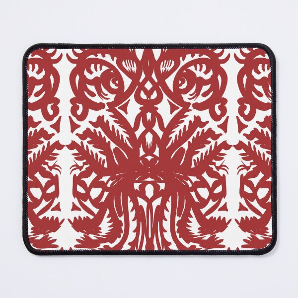 Item preview, Dragon Eyes Bold Red White Spiky Vine Thistle Tattoo Style Pattern Symmetry designed and sold by ArticLotusShop.