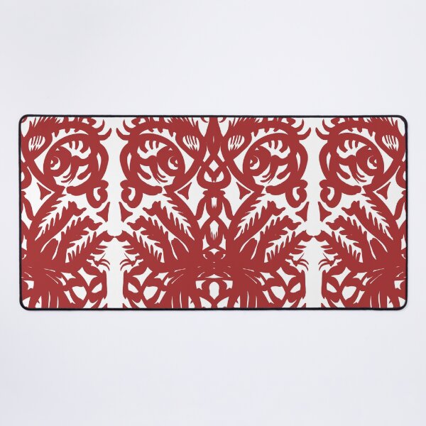Item preview, Dragon Eyes Bold Red White Spiky Vine Thistle Tattoo Style Pattern Symmetry designed and sold by ArticLotusShop.