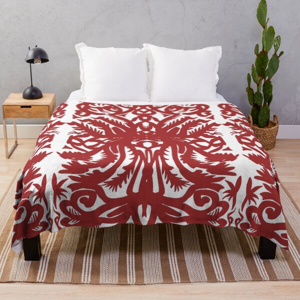 Item preview, Dragon Eyes Bold Red White Spiky Vine Thistle Tattoo Style Pattern Symmetry designed and sold by ArticLotusShop.