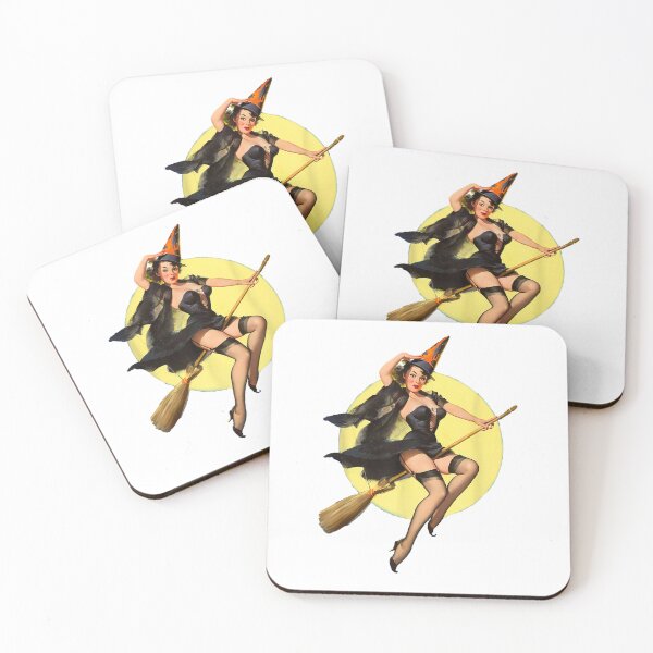 Item preview, Vintage Pin up Witch Halloween Pinup Girl Funny Ilustration designed and sold by DemerathQuartz.